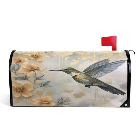 Ryvnso Mailbox Cover Bird and Flowers Magnetic Mailbox Wrap Standard Size 21x18 Inch
