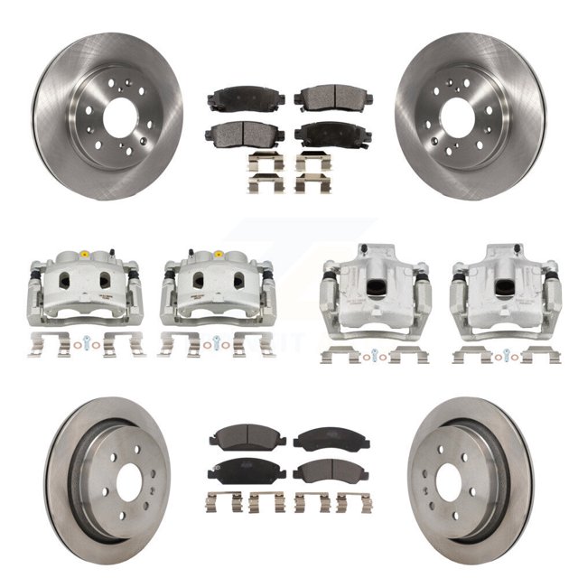 Transit Auto Front Rear Disc Brake Caliper Rotors and Ceramic Pads Kit (10Pc) for Car 2015-2019 Cadillac XTS with Heavy Duty Brakes KC8-101363T