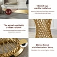 thumbnail image 4 of GAKMCIL 47" Round Marble Dining Table for 4-6 People, Modern Kitchen Table with High Glossy Faux Marble Top, Stainless Steel Base, 300lbs Load, Easy Assembly for Dining Room, Kitchen (Gold&White), 4 of 7