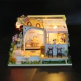 thumbnail image 4 of Casa de muñecas pequeña hecha a mano con luz para niños Ehuebsd casa de muñecas pequeña con Gato café regalo de cumpleaños, 4 of 9