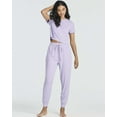 thumbnail image 6 of Real Essentials 2 Pack: Women's Ribbed Knit Cropped Short Sleeve Top with Jogger Sweatpants Lounge Set Sleep, 6 of 6