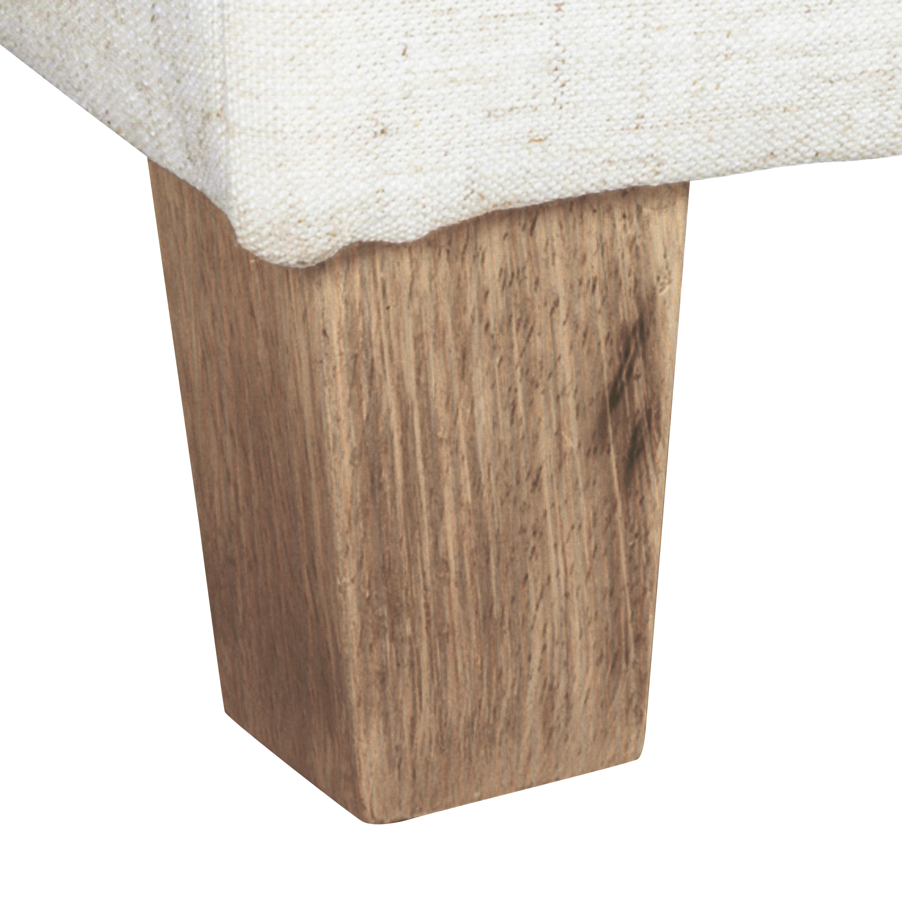 HomePop Cole Classics Square Storage Ottoman Wood Leg- Cream