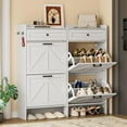 thumbnail image 5 of FANRAL Shoe Cabinet with 4 Flip Drawer & 2 Storage Drawer,Farmhouse Narrow Shoe Rack with Adjustable Shelve & Hook for Entryway,Hallway,White, 5 of 8
