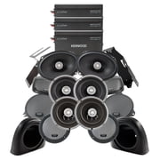 Kenwood 3 2-Channel Amplifiers with 2 Pair of 6 1/2" Speakers and 1 Pair of 6x9" Speakers with Cut-In Lid Kit and Lower Pod Plug and Play for 2014+ Road Glide Air Cooled Motorcycles
