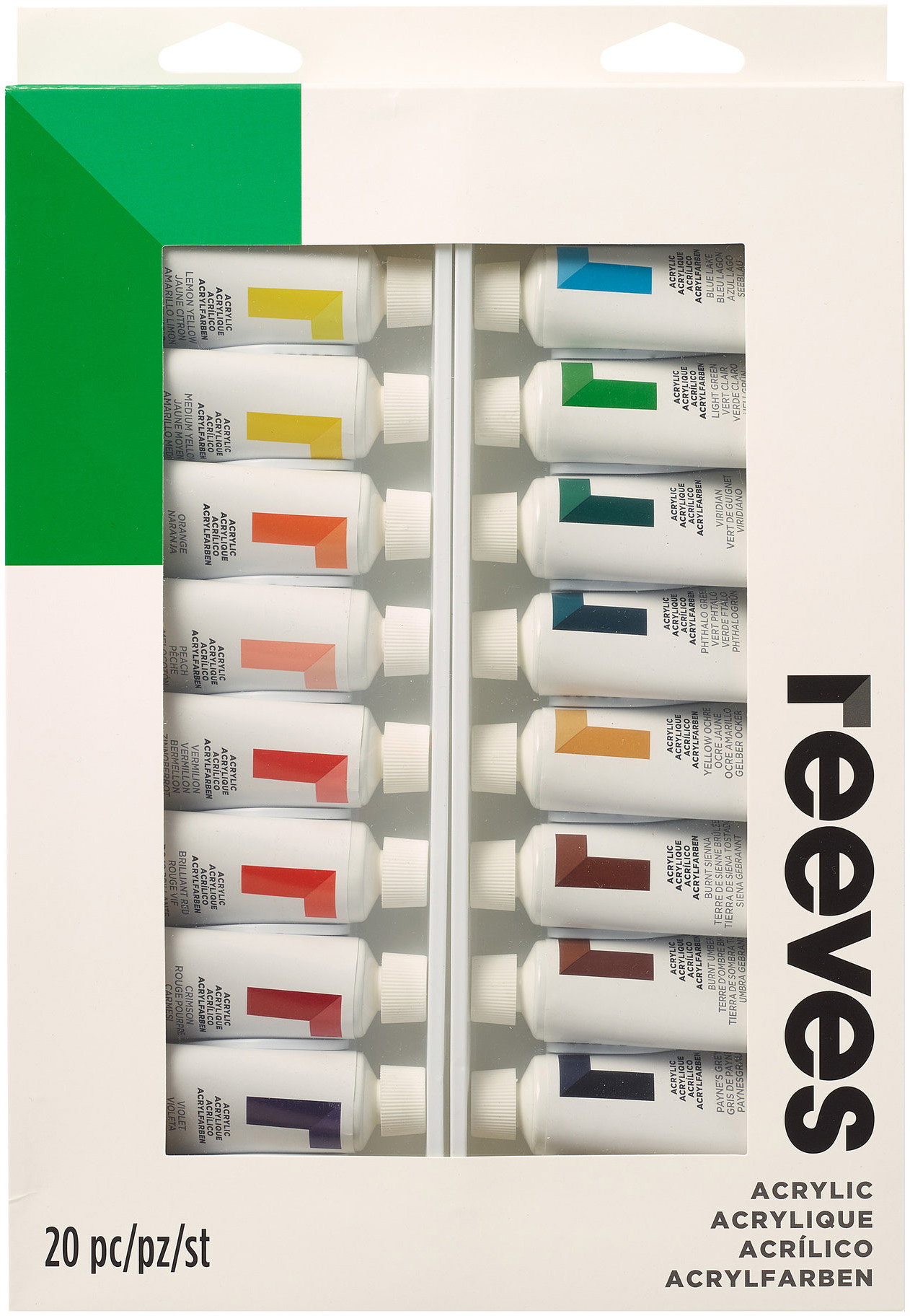 Reeves Acrylic Paint 22ml Tubes, Set of 20,