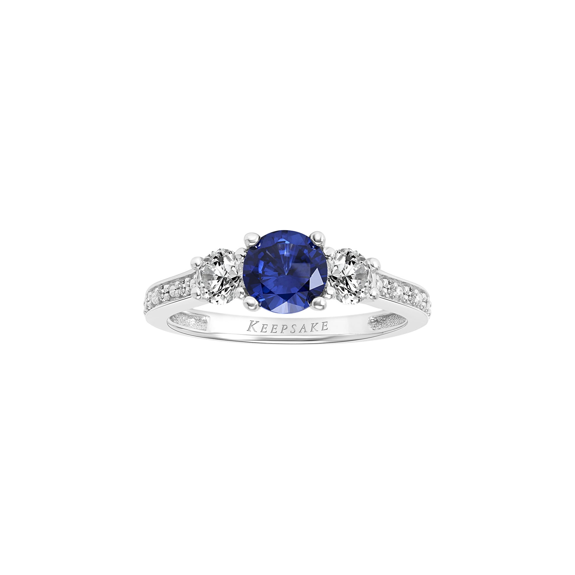 1 3/4 Carat T.G.W. Created Blue and White Sapphire and Diamond-Accent Sterling Silver Women’s Engagement Ring