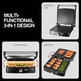 thumbnail image 4 of OSTBA Panini Press Grill con Temperatura Regulable, Parrilla Interior de 4 Rebanadas, Sandwichera Abierta 180 con Bandeja de Goteo, Placas Antiadherentes, Acero Inoxidable, 1200W ABC19, 4 of 7