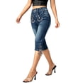 thumbnail image 5 of Levmjia women's cropped jeans, high waisted denim shorts, embroidered side tassel lace up cut pants, summer holiday casual wear, 5 of 5