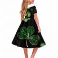 thumbnail image 3 of Girl Dresses St. Patrick's Day Casual A Line Sundress Green Graphic Short Sleeve Princess Dress with Buttons Size 5-14, 3 of 7