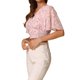 thumbnail image 4 of INSPIRAR CHIC Blusas Cortas de Manga Corta con Cuello en V de Verano con Estampado Floral L Rosa Claro, 4 of 6