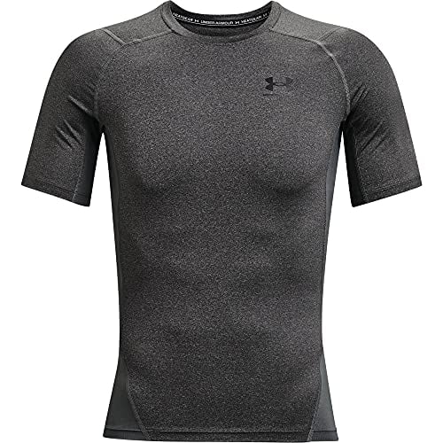 Under Armour Men's Armour Heatgear Compression Short-Sleeve T-shirt , Carbon Heather (090)/Black , Large
