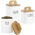thumbnail image 2 of Coffee Sugar Tea Container Set of 3, Glass Storage Jars with Wooden Lids, Airtight Kitchen Countertop Canisters, Modern High Borosilicate Glass Jars, 2 of 6
