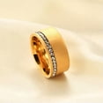 thumbnail image 2 of 10mm Band Women's AAA CZ Stainless Steel Silver/Gold Sand Face Ring Size 6 7 8 9, 2 of 8