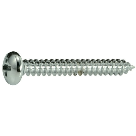 

#10 x 1-1/2 Chrome Plated Steel Phillips Pan Head Sheet Metal Screws (6 pcs.)