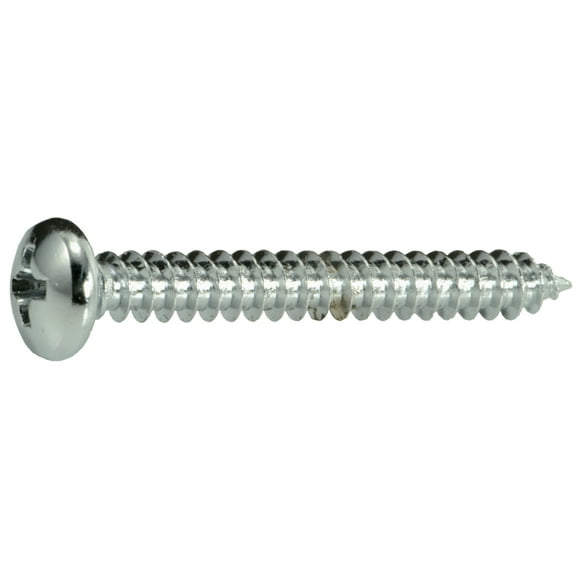 #10 x 1-1/2" Chrome Plated Steel Phillips Pan Head Sheet Metal Screws (6 pcs.)