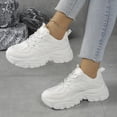 thumbnail image 5 of SCHUHLAND Women's Solid White Thick Bottom Sneakers, Breathable Mesh Lace-Up Casual Running Shoes, Medium Heel, 5 of 15