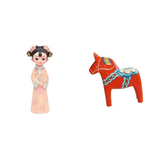 Estatua y figura de resina de niña tradicional china, escultura en miniatura coleccionable para dormitorio, oficina, estantería, decoración de entrada