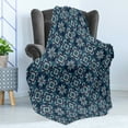 thumbnail image 4 of Blue and White Soft Flannel Fleece Throw Blanket, Winter Holiday Fair Isle Pattern Illustration Nordic Retro, Cozy Plush for Indoor and Outdoor Use, 50" x 70", Pale Blue Navy Blue, by Ambesonne, 4 of 5