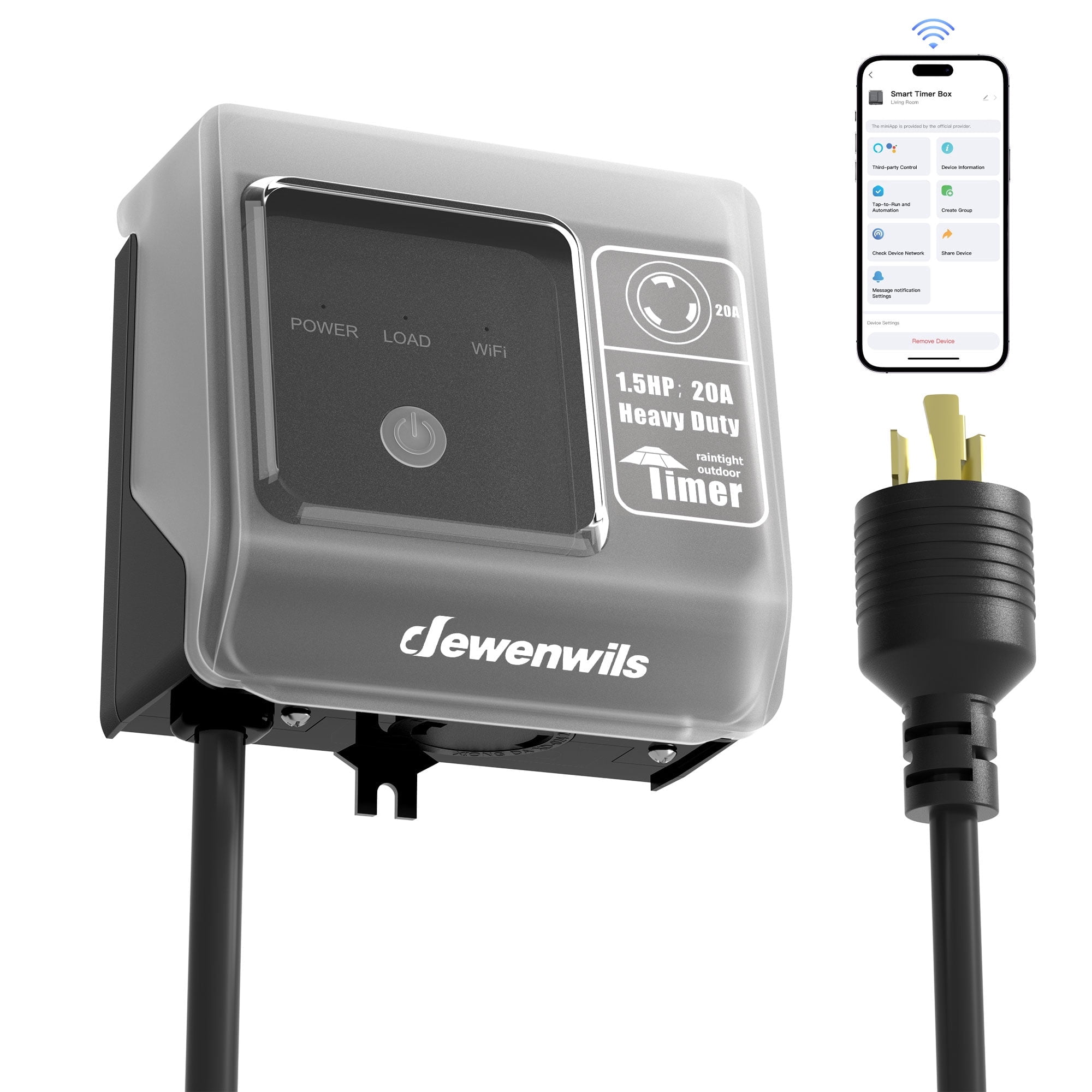 DEWENWILS WiFi Pool Timer, Smart L5-20R Dual Outlet Outdoor Timer, 15A 125V 1HP Heavy Duty Weatherproof Smart Plug, Works with Smart Life, Alexa & Google Home for Pool Pumps, Lights & Chlorinator