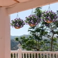 thumbnail image 4 of Artificial Flowers Hanging Basket for Outdoor Indoor, Fake Orchid Flowers in Coconut Lining Hanging Basket for Home Courtyard Decoration, 5 Branches Flowers in '' Basket(Blue), 4 of 5