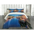 thumbnail image 3 of Ambesonne Urban Quilted Bedspread Set 3 Pcs, Nyhavn Canal Copenhagen, King Size, Multicolor, 3 of 5