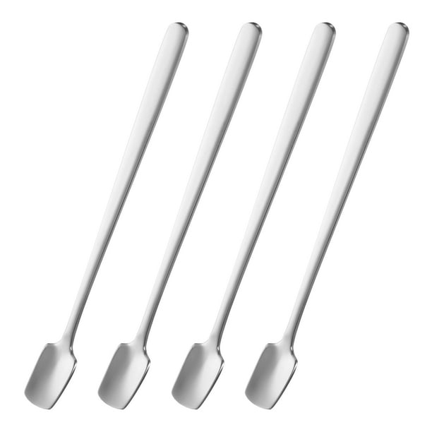 4 piezas de cucharas de espresso de 5.9 pulgadas de acero inoxidable, cuchara cuadrada de café tonalidad plateada