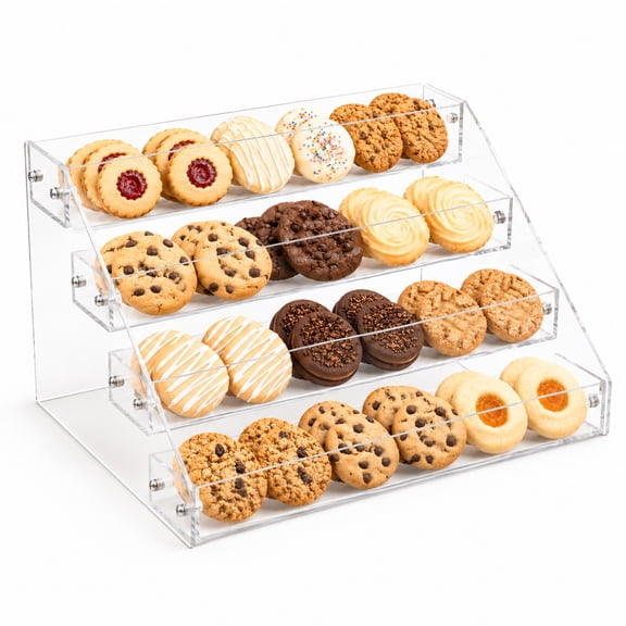 Aokeyee 4-Tier Acrylic Display,Cookie Display Stand,Clear Display Organizer,Makeup & Perfume Organizer for Skincare,Perfume,Cupcake,Candy Food