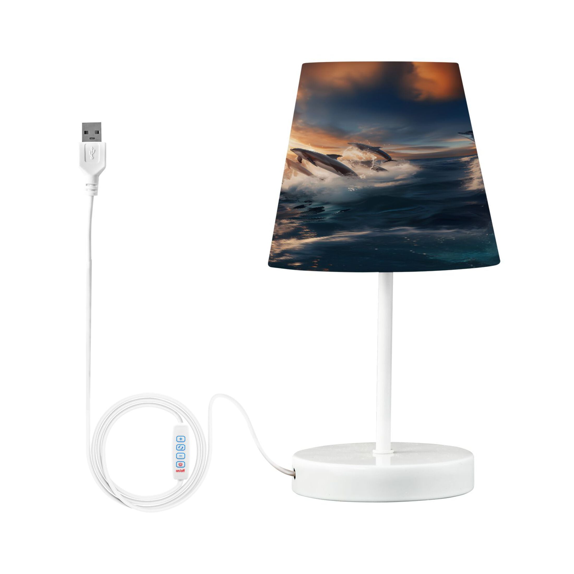 Dolphin Jump Out Sea Desk Lamp LED Table Nightstand Lamps with 3 Color Temperatures for Home Bedroom Living Room Decor 8x12