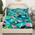 thumbnail image 3 of Erosebridal Retro Memphis Bed Sheets King,Geometric Round Triangle Bedding King Size,Colorful Graphic Decor,Super Cozy,4pcs, 3 of 7