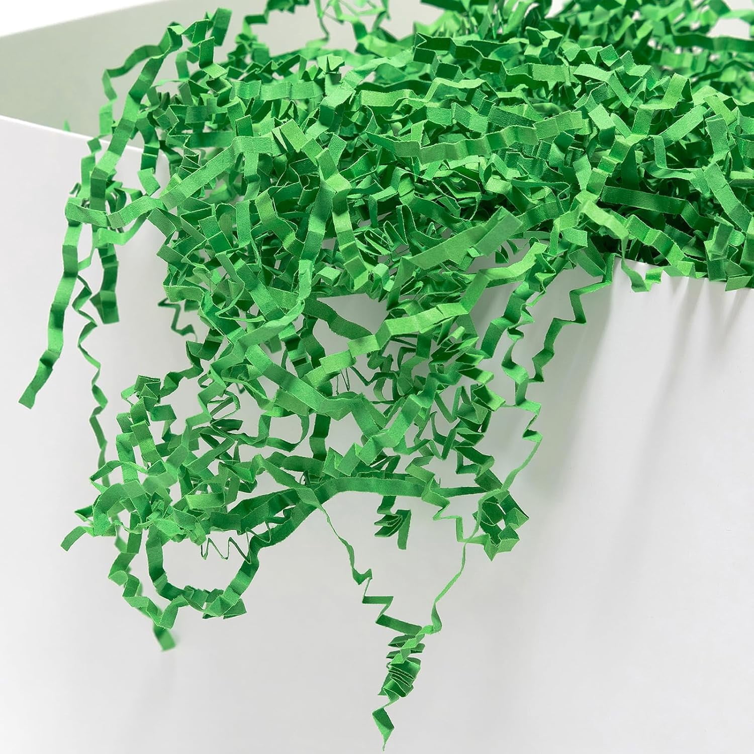 1 LB Crinkle Cut Paper Shred Filler Green Crinkle Shredded Paper for Gift Box - Gift Basket Bag Filler - Grass Cushion Stuffing for Christmas Holiday Packaging Wrapping