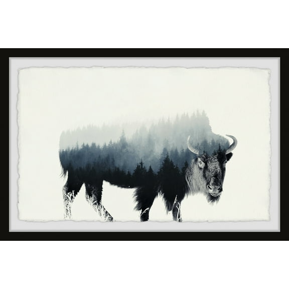 Marmont Hill Ox Silhouette Framed Wall Art, 1.50" x 24.00"
