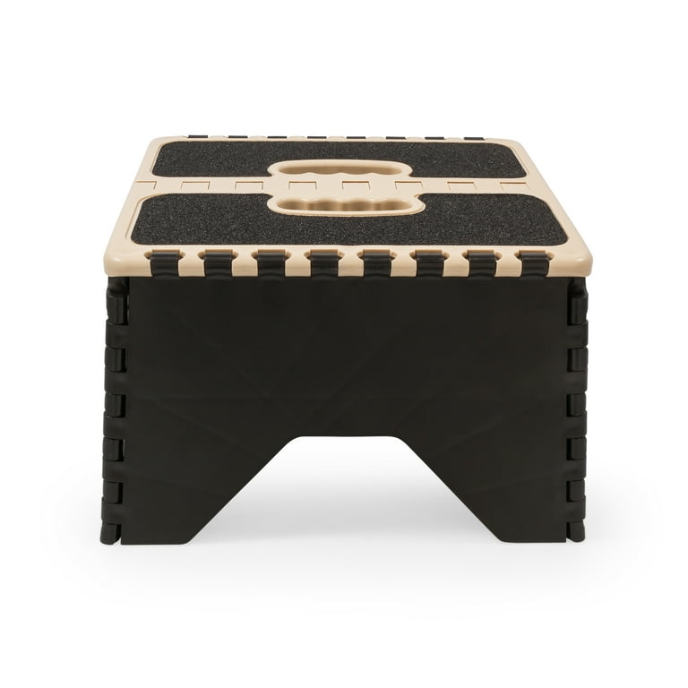 Camco Folding Step Stool Supports up to 300lbs Impact resistant Resin Black and Tan 43638