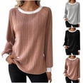 thumbnail image 1 of Blazer para mujer,Camiseta informal de manga larga con cuello redondo para mujer, básica, color liso, poliéster, ajuste cómodo para uso diario, sopatenor, 1 of 8