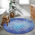 thumbnail image 3 of Round Rug 3.3Ft Washable Non-Slip, Boho Flowers Circle Area Rugs for Living Room Bedroom, Blue Floral Bohemian Vintage Country Indoor Floor Mats Carpet Runner for Home Decor Aesthetic, 3 of 8