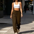 thumbnail image 4 of Oksale Womens Petite Straight Leg Sweatpants with Multi Pockets Soft Cozy Cargo Sweatpants Casual Elastic Waisted Drawstring Jogger Trousers for Daily Wear Brown M, 4 of 10