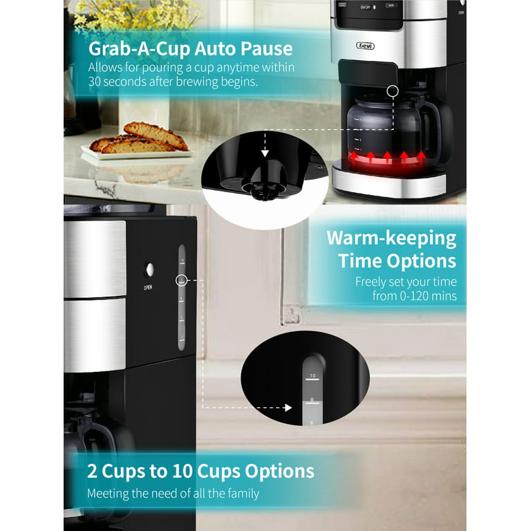 Gevi 12 Cup Coffee Grinder with Removable Stainless Steel Bowl