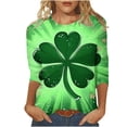 thumbnail image 2 of Green Shirts Womens 3/4 Length Sleeve Tops St Patricks Day T Shirts for Women Crew Neck Leaves Graphic Tees (L, Green 09), 2 of 5
