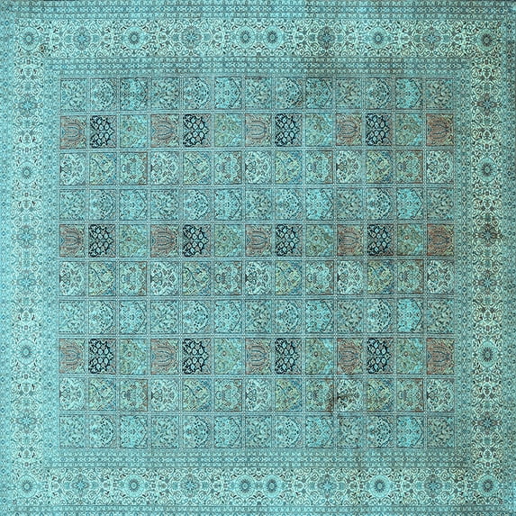 Ahgly Company Indoor Square Persian Light Blue Traditional Area Rugs, 5' Square