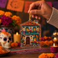 thumbnail image 4 of 2D Acrylic Day of the Dead House Ornament, Colorful Sugar Skull Home Hanging Decoration for Halloween Tree, Wall, Car Mirror and Dia de los Muertos Party Decor, 3.9 Inch, 4 of 5
