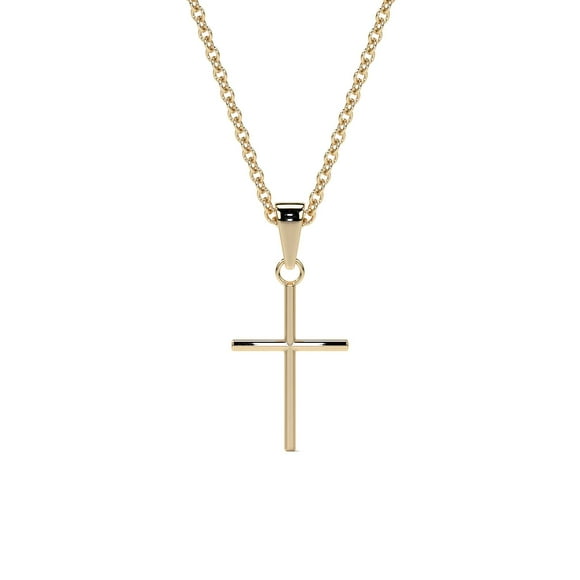 Collar De Cruz De Tubo De Oro De 10k