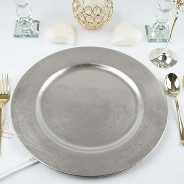 Efavormart 6 pcs 13" Silver Round Charger Plates for Tabletop Decor Holiday Wedding Catering Event Decoration