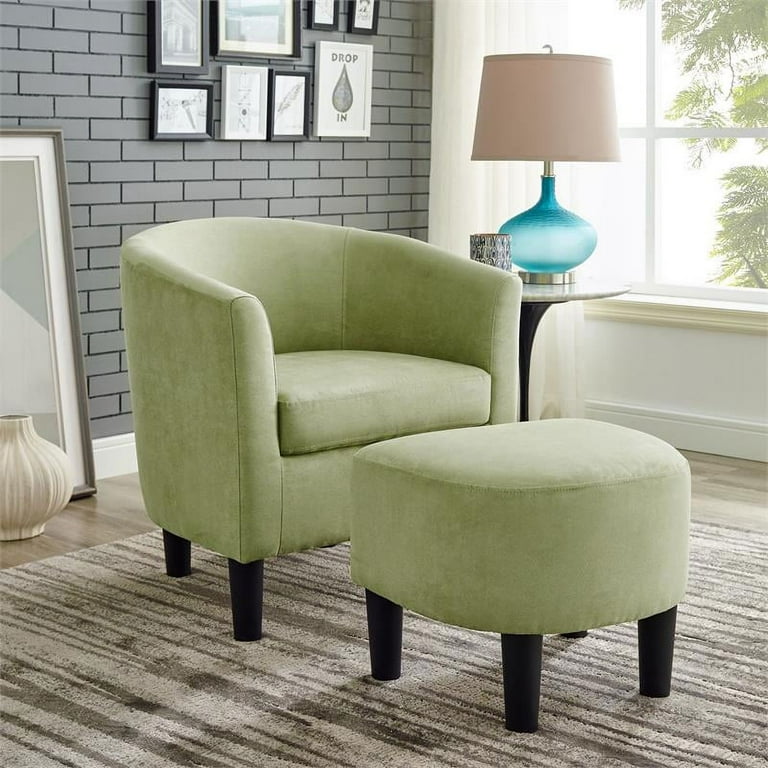 YL Grand Jazouli Wood and Microfiber Barrel Accent Chair and