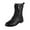 Black, variant on women boots ankle Round Toe Square Heel Lace Up Mid Top Zipper Boots,Leather Non- Ankle Sleeve Low Heel Combat Boots.