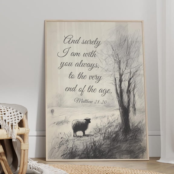 Single Sheep Pasture Wall Art Scripture Christian Decor, Unframed Paper Print Size 8x12