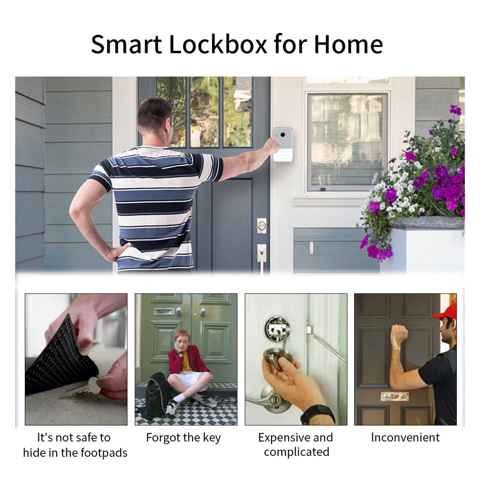 Waterproof TTLOCK App Remote Access Finrprint Digital Key Box Wall Mount Security Stora Lockbox Anti-theft Box ,Upgraded Security Combination Lock