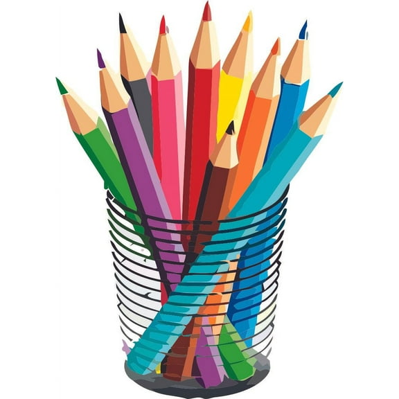 Colorful Colored Pencils Design School Wall Decals For Classroom Decoration/Design Decals on Walls - Creative Teacher Artwork Stickers Sticker Back To School Ideas Teachers Schools Size (40x20 inch)