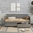 thumbnail image 2 of DreamBuck Twin Daybed with Two Drawers, Wood Twin Daybed with Storage, Storage Bed Frame for Living Room, Bedroom, Guest Room, Twin Daybed for Girls, Boys, No Box Spring Needed, Easy Assembly, Grey, 2 of 5