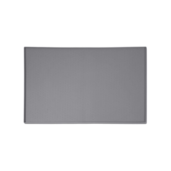 Bcylexb Raised Edge Dog Food Mat for Spill Control, Silicone Pet Feeding Mat for Kitten and Puppy, Cat Bowl Placemat for Indoor Use (23.6" x 15.7", Gray)