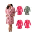thumbnail image 4 of Michellecmm Women Winter Plush Robe Long Sleeve Lapel Tie-up Stripe Heart Candy Triangle Prints Sleepwear Loungewear, 4 of 9