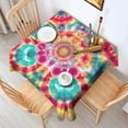 thumbnail image 2 of Colorful Tie Dye Pattern Square Tablecloth,Waterproof Square Table Cover,Wipeable Spillproof Washable Table Cover for Home Kitchen Party Decor 52"x52"(132x132cm), 2 of 6